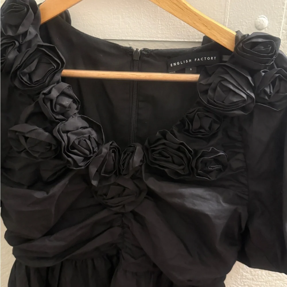English Factory Black Ruched Ruffled Mini Dress - Picture 6 of 15